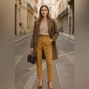 Top shop Trouser Pleated Tapered straight pockets Mustard Golden Yellow size 4​​
